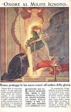 C3296) WW1, ALLEGORICA DI ANICHINI ONORE AL MILITE IGNOTO" VIAGGIATA NEL 1923.