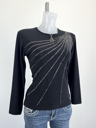 Y2k top vintage nero manica