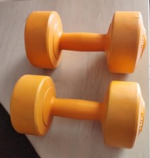 Coppia di pesi a maniglia da Kg. 2 ognuno per allenamenti braccia come nuovi
