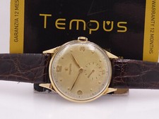 OROLOGIO ZENITH STELLINA ORO MASSICCIO 18KT '1947 CARICA MANUALE LANCETTE FOGLIA UOMO VINTAGE