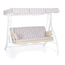 Dondolo Da Giardino ZANZIBAR In Ferro 3 Posti Con Schienale Reclinabile Colore B