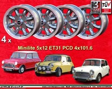 4 Cerchi Mini 850 1275 1000 Minilite 5x12 ET31 PCD  4x101.6 Wheels Felgen Jantes