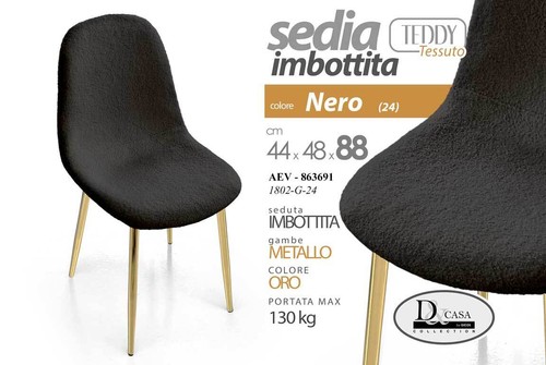 Sedia tessuto nero - tessuto, metallo