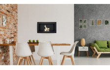 Camino bioetanolo biocamino parete Delta 1 60 cm nero bruciatore +Vetro frontale