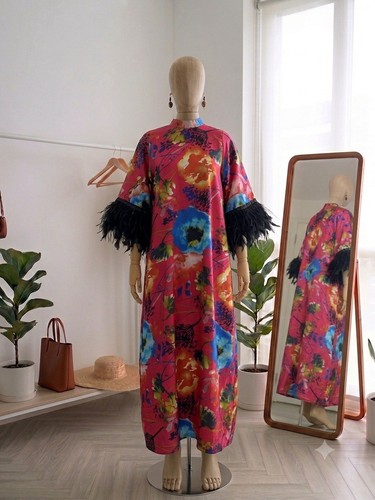 Maxi abito donna rosa - , floreale