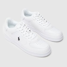 POLO RALPH LAUREN MASTERS COURT SCARPE DA GINNASTICA IN PELLE BIANCA TAGLIA 12