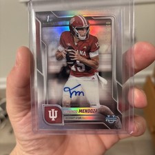 2025 Bowman Chrome U Fernando Mendoza Prospect rifrattore automatico /299 Hoosiers 