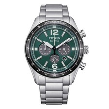 Orologio Uomo CITIZEN Aviator Crono ECO DRIVE Acciaio Nero/Verde NUOVO ORIGINALE