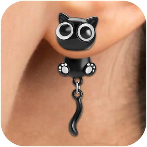 Orecchini gatto nero donna - orecchini,
