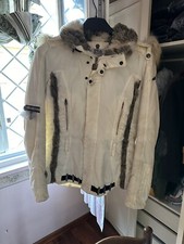 Giacca da sci montagna bianca con pelliccia all’interno ￼