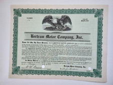 STOCK CERTIFICATE BOND BERTRAM