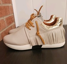 Scarpe donna Shu Shop Pepa beige ecopelle sneakers con frange stringate 6,5 nuove con scatola