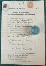 Rara Licenza Autorizzazione Commercio Acque Gassose in VIGEVANO del 1932
