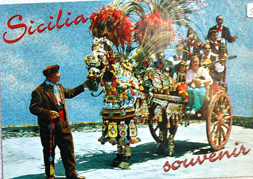Cartolina sicilia souvenir - cartolina.,