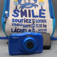 Nikon Coolpix W100 13.2Mp Digital Camera Blue Waterproof 10m, Charger, Used