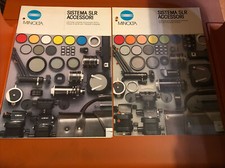 Minolta Sistema Slr Accessori Italiano 2 Depliant Brochure Vintage Anni 80