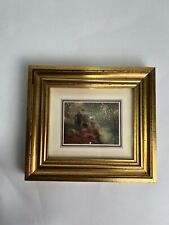 Antica Cornice Vintage in Legno Dorato  Dipinto Su Rame  17x19