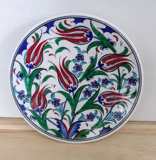 Piastrella ceramica turca Iznik XVI secolo fatta a mano - giardino tulipani turquario 18 cm