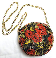Borsa a tracolla rotonda Dolce & Gabbana rossa tessuto stampa floreale Miss Glam