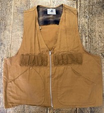 Black Ship Hunting Jacket Vest Tg L Made Japan Wool Bland Plaid Workwear Canvas