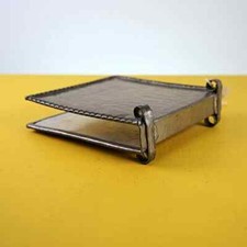 porta carte in peltro vintage