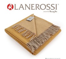 Plaid in misto cashmere con frange di LANEROSSI Art. BUONARROTI Var. 07 SENAPE -