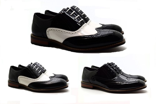 Mens two tone brogue - brogue, patent
