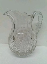 J Hoare & Co 1853 Corning American Brilliant Cut Crystal Glass Pitcher 
