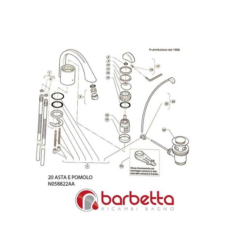 Asta pomolo lavabo bidet - asta,