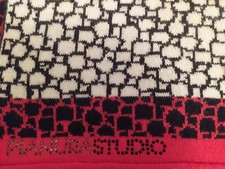 PianuraStudio sciarpa stola in lana fantasia bianco nero rosa