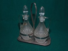 Oliera ed acetiera in cristallo e acciaio vintage