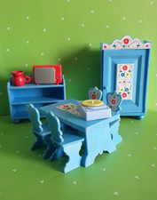 " W. GERMANY" lotto mobili vintage per CASA DI BAMBOLE, 10 pezzi, plastica.