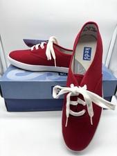 Sneakers stringate vintage anni 90 Keds tela rossa donna taglia 8,5 nuove con etichette in scatola