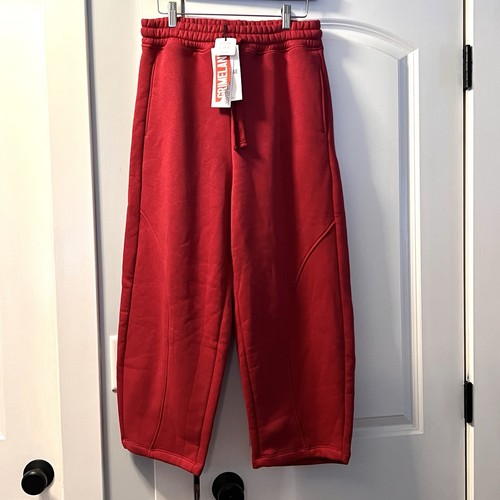 Joggers rosso gamba larga