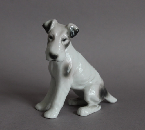 Statua porcellana cane fox - porcellana,