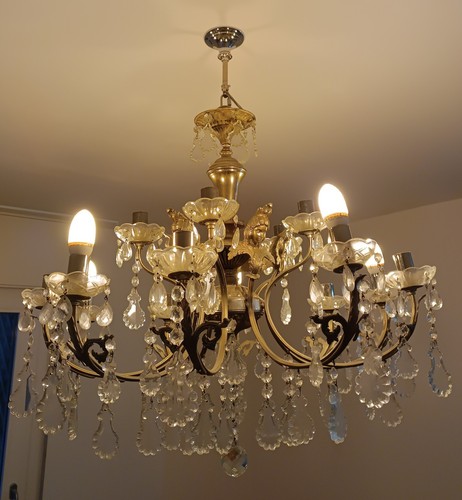 Lampadario cristallo antico - , a