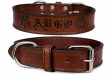COLLARE CANE IN CUOIO CON NOME