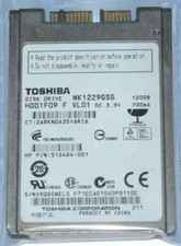 Toshiba 1,8" MK1229GSG SATA 120 GB disco rigido HP Elitebook 2530P 2730P 2740P
