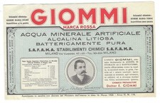 GIOMMI ACQUA BIGLIETTO PUBBLICITA' 1928 (CM.18x11,5) FORI DA SPILLATURA #LOT