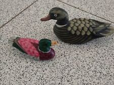 OCA  PAPERA ANATRA in legno intagliato dipinto a mano set 2 pezzi