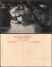 Cartolina Scena di Fiume con Barca Padda, Ceylon. 1913