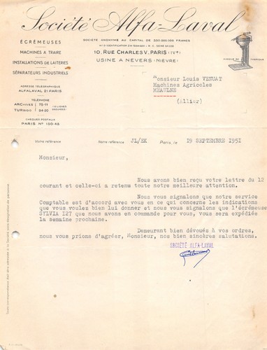 1951 ecremeuses societe - 1951,