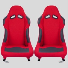 Coppia Sedili sportivi avvolgenti per auto simil FK tessuto rosso N050 dx/sx