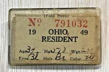 LICENZA VINTAGE: 1949 OHIO - Licenza di pesca con gancio e lenza residenti