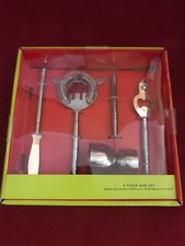 Set barretta 4 pezzi nuovo con scatola colino bar, misuratore peg, apribottiglie coltello agrumi
