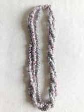 COLLANA Donna, pezzo unico fatto a mano, lana annodata, colore grigio melange