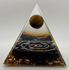 Piramide Orgonite Tormalina Nera Occhio di Tigre Spirale