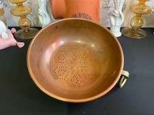 Heavy Vtg Copper Colander Sifter Strainer Sieve Brass Ring Wall Hanging