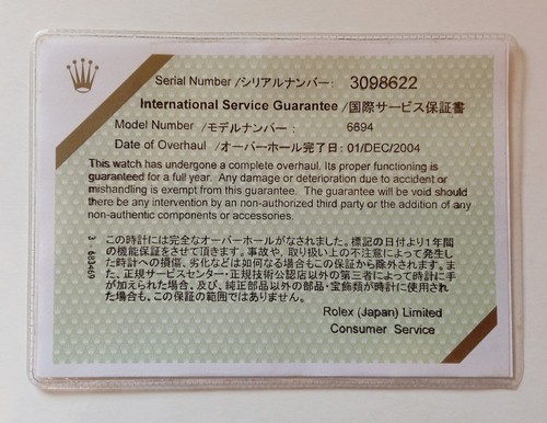 Rolex certificate warranty - rolex,