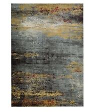 Tappeto Soggiorno Moderno Artistico Grigio Oro Rosso Misura 190*280 pelo corto